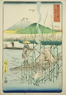 Boatman Gallery: Sagami River (Sagamigawa), from the series 'Thirty-six Views of Mount Fuji (Fuji... 1858)