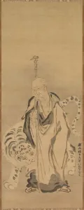 Ink And Slight Colour On Silk Prints: A Sage with Tiger, 17th century. Creator: Kano Tan?y? (Japanese, 1602-1674)