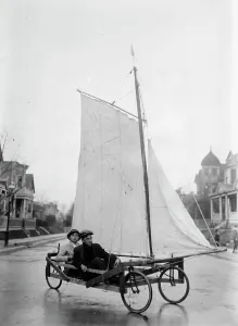 Three Wheeled Prints: Sail Wagon, Brooklyn, between c1910 and c1915. Creator: Bain News Service