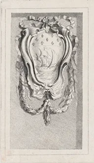 Sailboat within a cartouche, after a bas-relief on the Fontai... possibly mid to late 18th century. Creator: Anon Sailboat within a cartouche, after a bas-relief on the Fontai... possibly mid to late 18th century. Creator: Anon