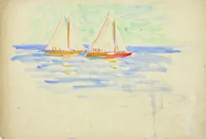 Thome Verner Prints: Two sailboats. draft, c1910s. Creator: Verner Thome