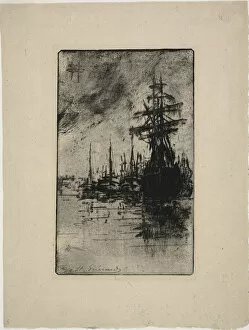 Sailboats on the water, c. 1888. Creator: Henri-Charles Guerard