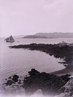 Plymouth Prints: Sailing boat off the coast near Plymouth in Devon. Creator: Unknown