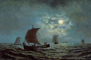 Images Dated 2nd August 2007: Sailing boats at night time, 20th century