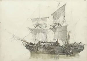 Sails Prints: Sailing ship, 1797-1838. Creator: Johannes Christiaan Schotel