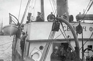 The Sailing Ship Saint Martyr Foka, 1912. Creator: Nikolay Vasilyevich Pinegin. The Sailing Ship Saint Martyr Foka, 1912. Creator: Nikolay Vasilyevich Pinegin