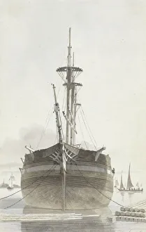 Klinkhamer Hendrik Abraham Prints: Sailing ship seen from the front, 1820-1872. Creator: Hendrik Abraham Klinkhamer