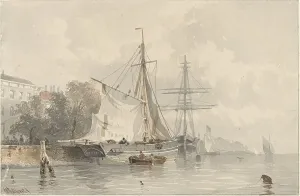 Harbour Wall Prints: Sailing ships ashore, 1834-1872. Creator: Frans Arnold Breuhaus de Groot