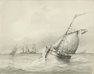 Schotel Petrus Johannes Circle Of Prints: Sailing ships at sea, c.1825-c.1875. Creator: Circle of Petrus Johannes Schotel