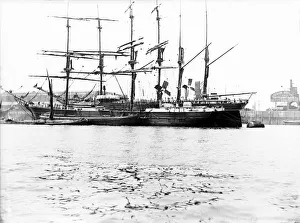 Stepney Prints: Sailing ships at St Katharines Dock, London, c1905