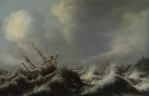 Adversity Prints: Sailing ships in a storm, c1640-1670. Creator: Anthonie Jansz van der Croos