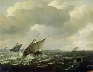 Marine Prints: Sailing Vessels in a Strong Wind, 1660. Creator: Hendrik Martensz. Sorgh
