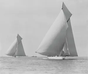 Sailboat Gallery: The sailing yachts White Heather and Shamrock, race downwind