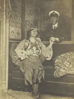 Cross Dressing Prints: A sailor holds hands with a man in elaborate drag