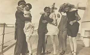 Face Paint Prints: Sailors, some in drag, pose as three couples on the deck of a ship