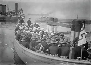 Cruiser Prints: Sailors & Marines from MONTANA at Battery, 1914. Creator: Bain News Service