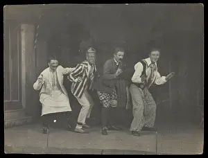Crouching Prints: Sailors on stage in mid-pose, wearing a variety of costumes