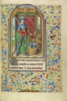 Jacques De Luxembourg Master Of Prints: Saint Adrian Armed with a Sword and an Anvil; Book of Hours