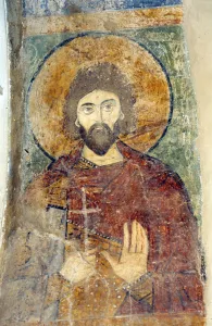 Ancient Russian Frescos Gallery: Saint Adrian. Artist: Ancient Russian frescos