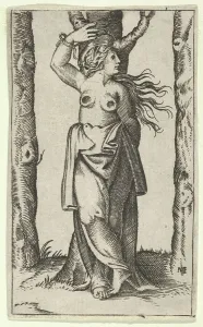 Tortured Prints: Saint Agatha tied to a tree, her breasts have been cut off