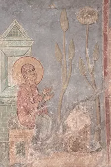 Ancient Russian Frescos Gallery: Saint Anne Praying, 12th century. Artist: Ancient Russian frescos