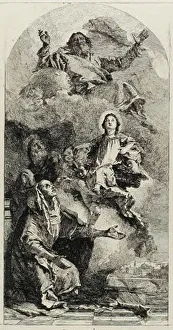 Joachim St Prints: Saint Anne and Saint Joachim Offering the Virgin Mary as a Child to the Eternal Father