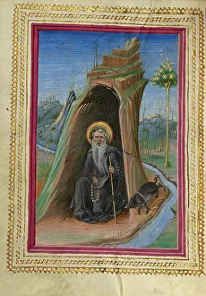 Andrea Gualengo Prints: Saint Anthony Abbot; Gualenghi-d'Este Hours, about 1469. Creator: Taddeo Crivelli