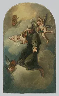 Anthony Of Padua St Prints: Saint Anthony on a Cloud Surrounded by Angels, 1770-1800. Creator: Unknown