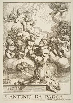 Simone Collection: Saint Anthony of Padua adoring the Christ Child, copy after Cantarini, 1640