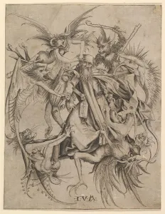 Tormented Prints: Saint Anthony Tormented by Demons, late 15th century. Creator: Master FVB