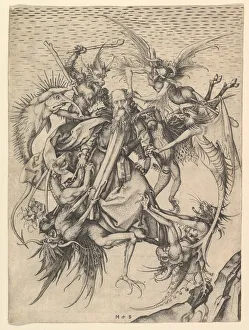 Tormented Prints: Saint Anthony Tormented by Demons, ca. 1470-75. Creator: Martin Schongauer
