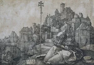 Christian Monk Collection: Saint Anthony in front of the town, 1519. Artist: Durer, Albrecht (1471-1528)