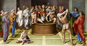Saint Augustinus Prints: Saint Augustine Baptizes the Cathechumens, 1516-1517. Creator: Genga, Gerolamo (1476-1551)
