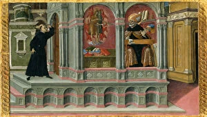 St Jerome Collection: Saint Augustines Vision of Saints Jerome and John the Baptist, 1476