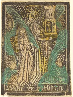 Metalcut Prints: Saint Barbara, 1460 / 1480. Creator: Workshop of the Master of the Aachen Madonna