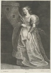 Lucas Vorsterman I Prints: Saint Barbara, ca. 1615-75. Creator: Lucas Vorsterman