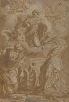 Saint Hieronymus Collection: Saint Barbara in Glory with Saints Nicholas and Jerome, second half 16th century