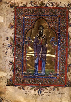 Basil Gallery: Saint Basil the Great (Manuscript illumination from the Matenadaran Gospel), 1286