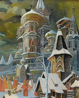 Time Of Troubles Gallery: Saint Basils Cathedral. Artist: Brailovsky, Leonid Mikhaylovich (1867-1937)