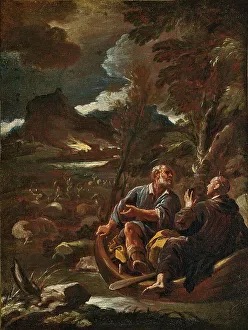 Saracens Prints: Saint Benedict and Saint Peter in a boat intercepting the Saracens
