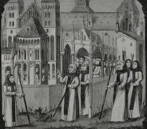 Monk Prints: Saint Bernard, (1090-1153) takes possession of the Abbey of Clairvaux