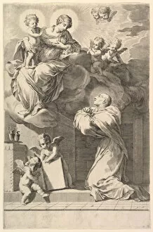 Bernard St Collection: Saint Bernard Kneeling before the Virgin and Child, 1640. Creator: Claude Mellan