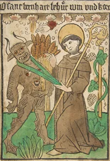 St Bernard Prints: Saint Bernard Vanquishing the Devil, 15th century. 15th century. Creator: Anon