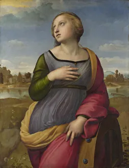 Raffaello Prints: Saint Catherine of Alexandria, ca 1507. Artist: Raphael (1483-1520)