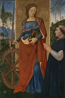 Saint Catherine of Alexandria with a Donor, c. 1480. Artist: Pinturicchio, Bernardino (1454-1513)