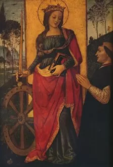 Bernardino Di Betto Collection: Saint Catherine of Alexandria with a Donor, c1480. Artist: Bernardino Pinturicchio