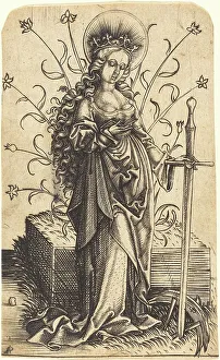 St Catherine Prints: Saint Catherine, c. 1500. Creator: Master P. W. of Cologne