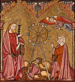 Blades Prints: Saint Catherine Delivered from the Wheel, 1375 / 1400. Creator: Unknown