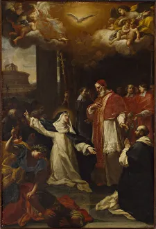 Fourteen Holy Helpers Prints: Saint Catherine Imploring Pope Gregory XI to Return from Avignon to Rome