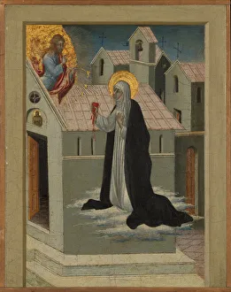 Sienese School Prints: Saint Catherine of Siena Exchanging Her Heart with Christ. Creator: Giovanni di Paolo